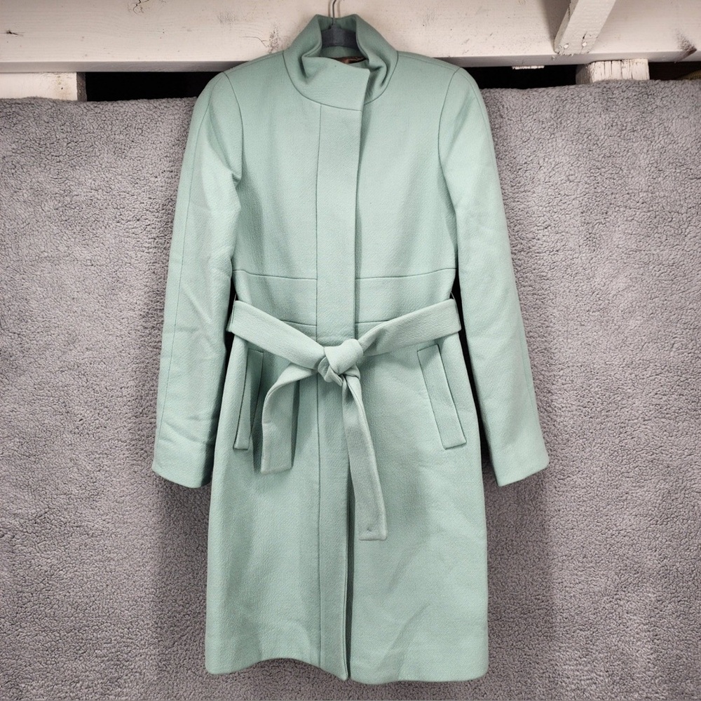 J. Crew Mint Green Trench Coat Size 4